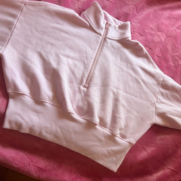 SKIMS Women's Pink Half-Zip Top - Picture 1 of 5